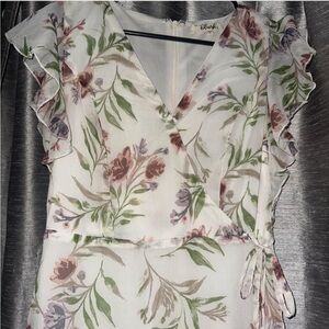 Floral Wrap Dress with Ruffle Sleeves